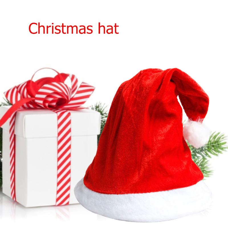 

Golden Velvet Christmas Hat Hairball Red Santa Claus Cap Festival Costume Santa Claus hats suitable for adults and Kids