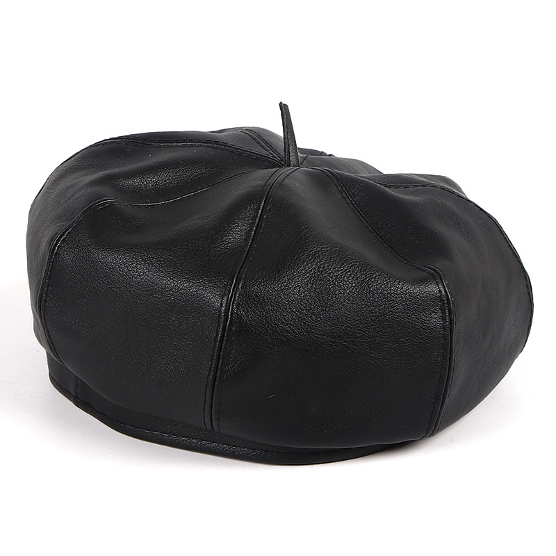 

Berets Caps For Women New Fashion 2020 Autumn Black Faux Leather Octagonal Beret Hat femme boinas para mujer