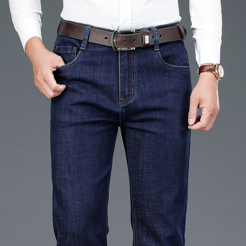 

2020 fall/winter new blue/black men's straight casual jeans high-quality fashion business slim stretch trousers boutique brand