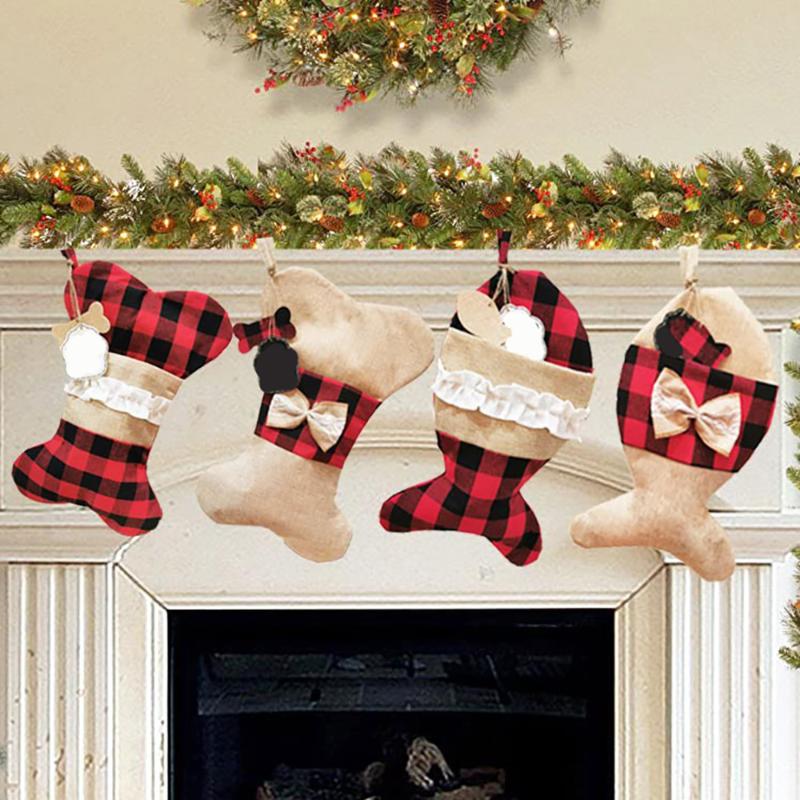 

Christmas Decoration Christmas Socks Gift Bag Bone Fish Styles Pet Ornaments Socks Pendant Gift Bag
