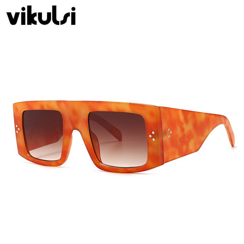 

Sunglasses 2021 Retro Rivet Orange Women Brand Square Oversized Sun Glasses Vintage Featured Frame Eyewear Female Gafas De Sol