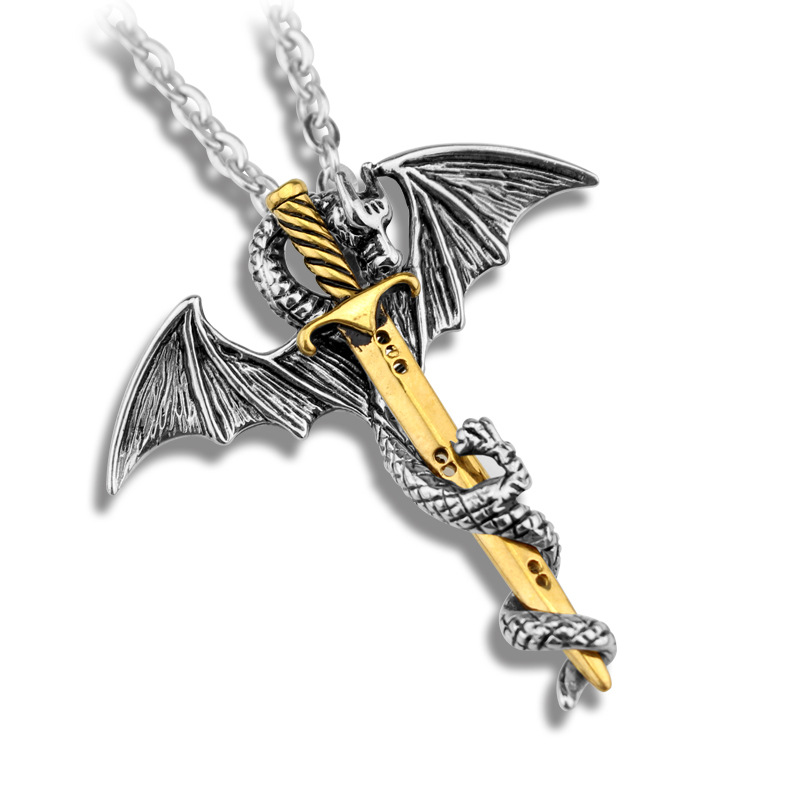 

Fashion Pendant Pterosaur Gold Sword Necklace Choker Custom Statement Chain Trendy Classic Hyperbole Casual Hip Hop