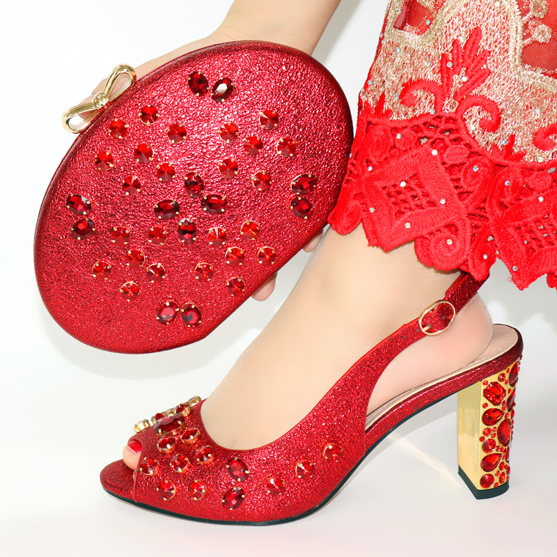 

Italian Style Classics Woman Shoes With Matching Bags Set Rhinestone Nigerian Peep Toe Shoes And Bag Set For New Year Party, Sky blue