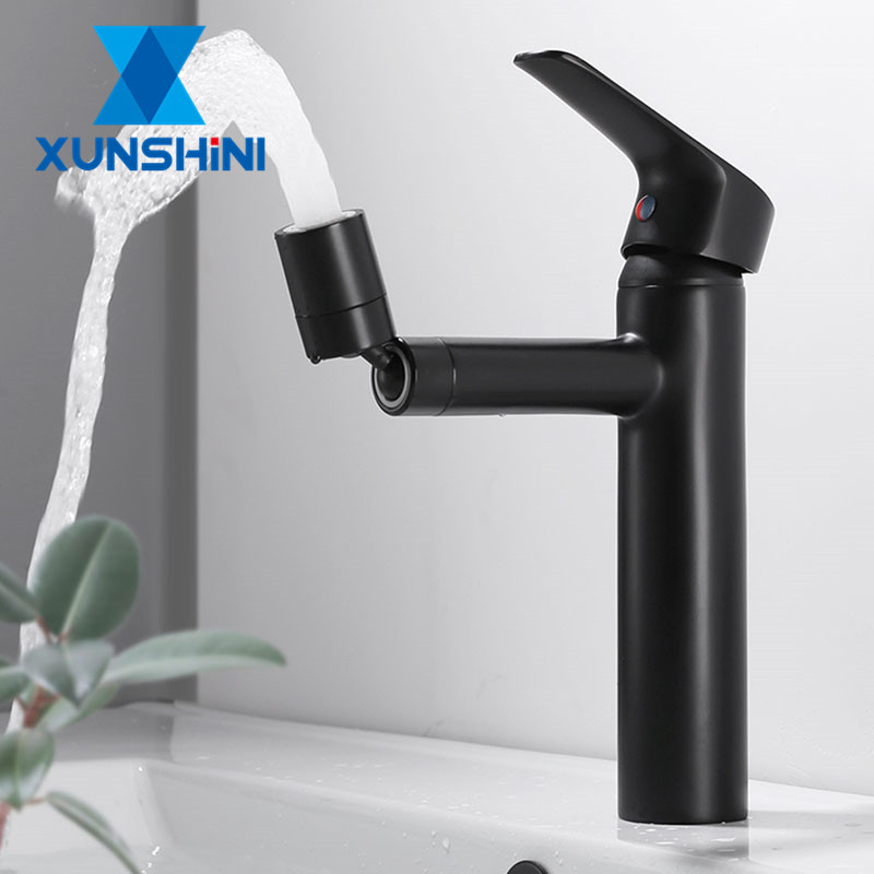 

XUNSHINI 360 Rotation Spray Basin Faucet Hot Cold Bathroom Faucet Washbasin Taps Vessel Sink Mixer Tap Deck Mounted