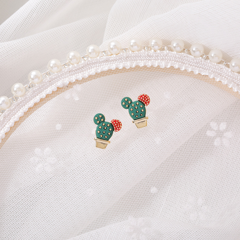 

Fashion Cute Style Small Cactus Earrings Sweety Lovely Style Stud Earrings For Girl Boucle D'oreille Oorbellen Accessories