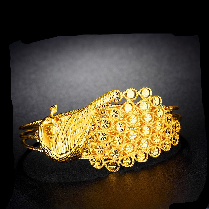 

Womens Yellow Gold Filled Hollow Out Peacock Bangle Bracelet