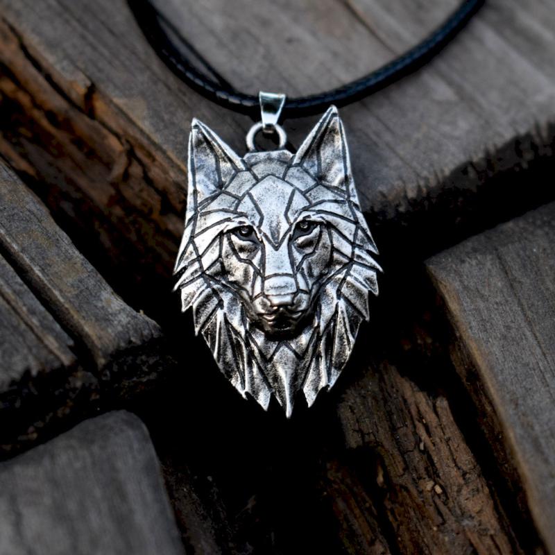 

SanLan 12pcs Geometric origami wolf necklace wild animal necklace