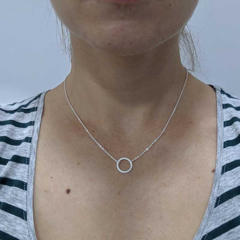 

Minimalist Infinity Karma Circle Pendant Necklace Rose Gold Color Clavicle Chain Eternity Round Collar Necklace Women Jewelry