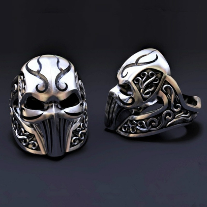 

Medieval Knight Ring for Men's Gothic Stainless Steel Antique Mask Ring Fashion Party Jewelry