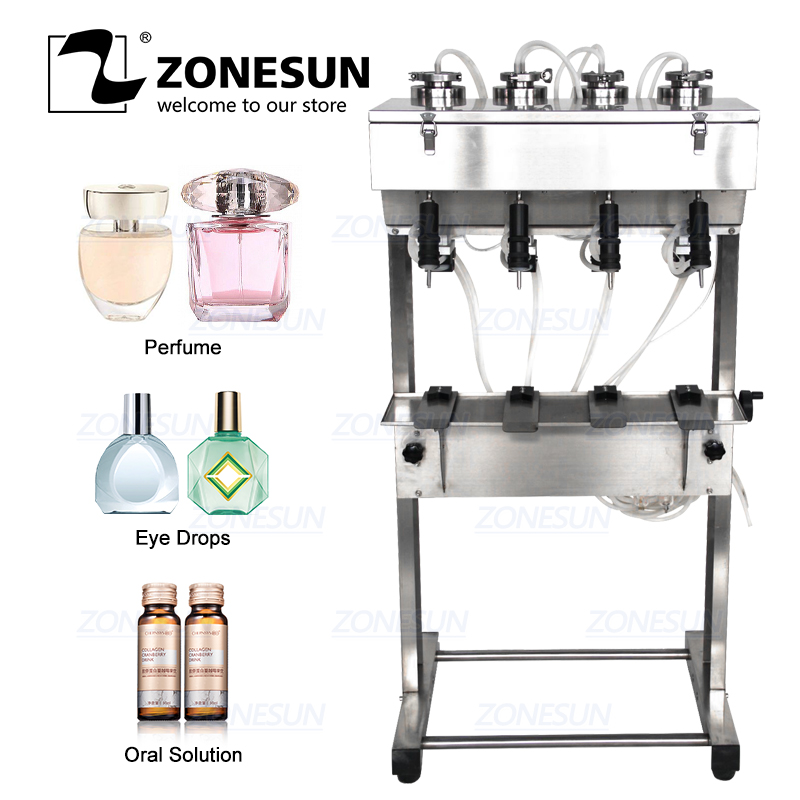 

ZONESUN Vacuum Liquid Perfume Filling Machine Milk Water Eyewash Cosmetics Beverage Pneumatic Filler Bottle Filling Equipment