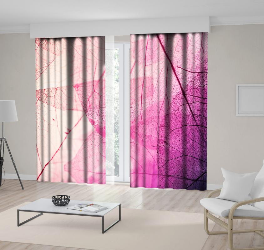 

Curtain Transparent Leaves Artistic Fall Season in Nature Soft Colors View Floral Photo Printed Fuchsia Purple, As pic