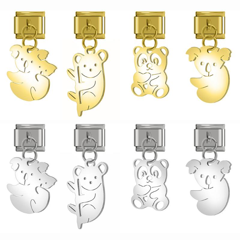

Hapiship Original Daisy Cutting Polishing Koala Bear Sloth Italian Charm Fit 9mm Bracelet Stainless Steel Jewelry Making DJ286