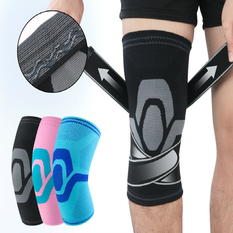 

1PCS Knee Compression Sleeve Brace with Strap for Sports Running Basketball Meniscus Tear Arthritis Support Elastic Knee Wraps, Blue
