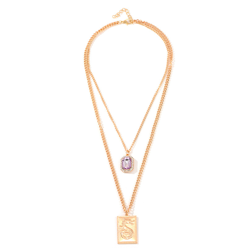 

Chinese Dragon Purple Pendant Necklace For Women Jewelry Collares Chains Friends Girl Accessories Aesthetics Suspension XL10159