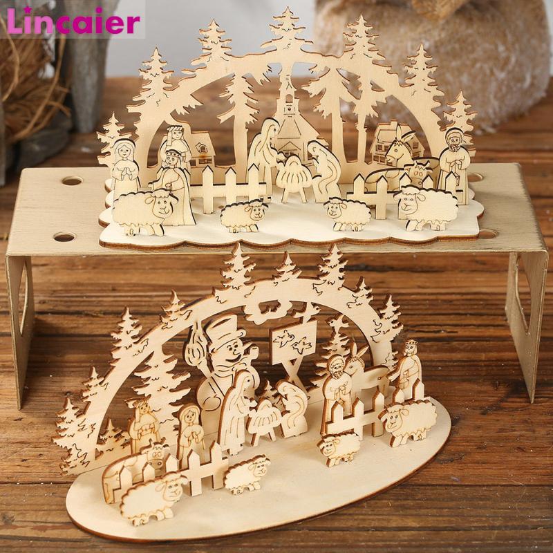 

DIY Christmas Wooden Toy Kids Gift Christmas Decoration for Home Ornaments 2020 2021 New Year Xmas Party Table Decor
