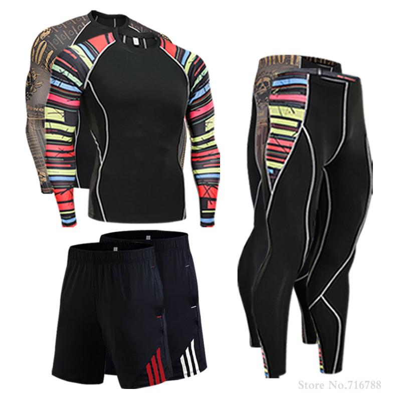 

Men' Compression Sport Suit Quick Dry Running Set Clothing Sports Outdoor Joggers Training Gym Fitness Tracksuit Sportswear Kit, Silver