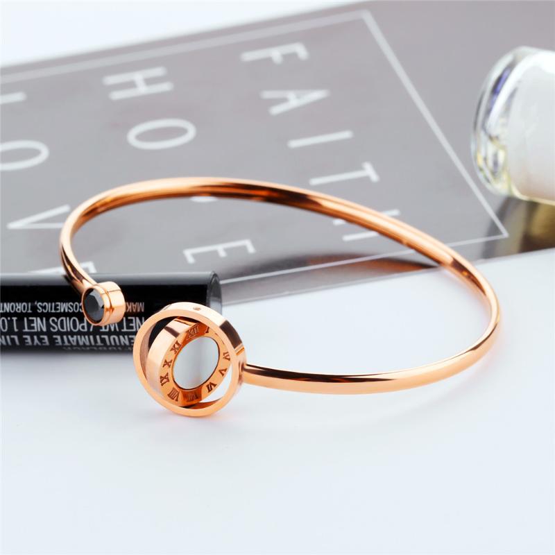 

New Coming Stainless Steel Pearl Oysters Rose Gold Color Invisible Mosaic Bracelet Vintage Bracelets Bangle Jewelry for Women