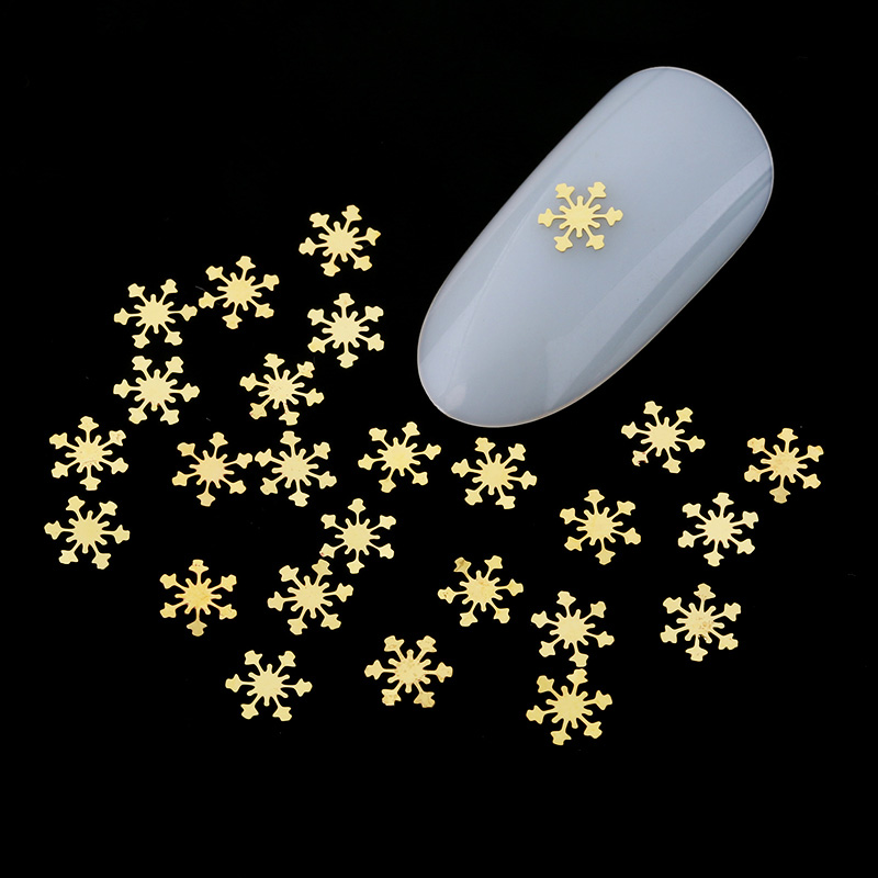 

WAKEFULNESS Gold Silver Christmas Nail Studs Snowflakes Ultra-thin Copper Nail Rivets Manicure Charms 3D Art Decorations