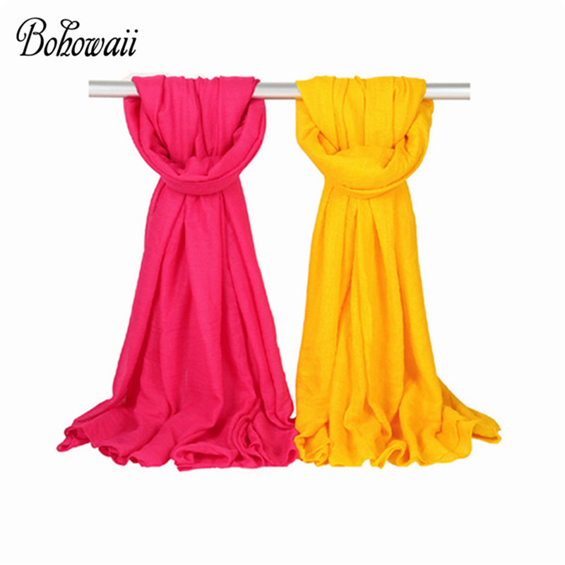 

BOHOWAII Shawl Oversized Scarf Winter Echarpe Hiver Femme 170x50cm Cotton Blends Long Hijab for Women