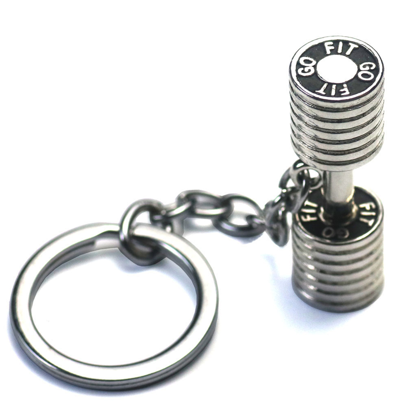 

GYM Large Dumbbell Stainless Steel Keychain Sports Fitness Personalized Key Chains for Men Jewelry Gift Customize Wholesale