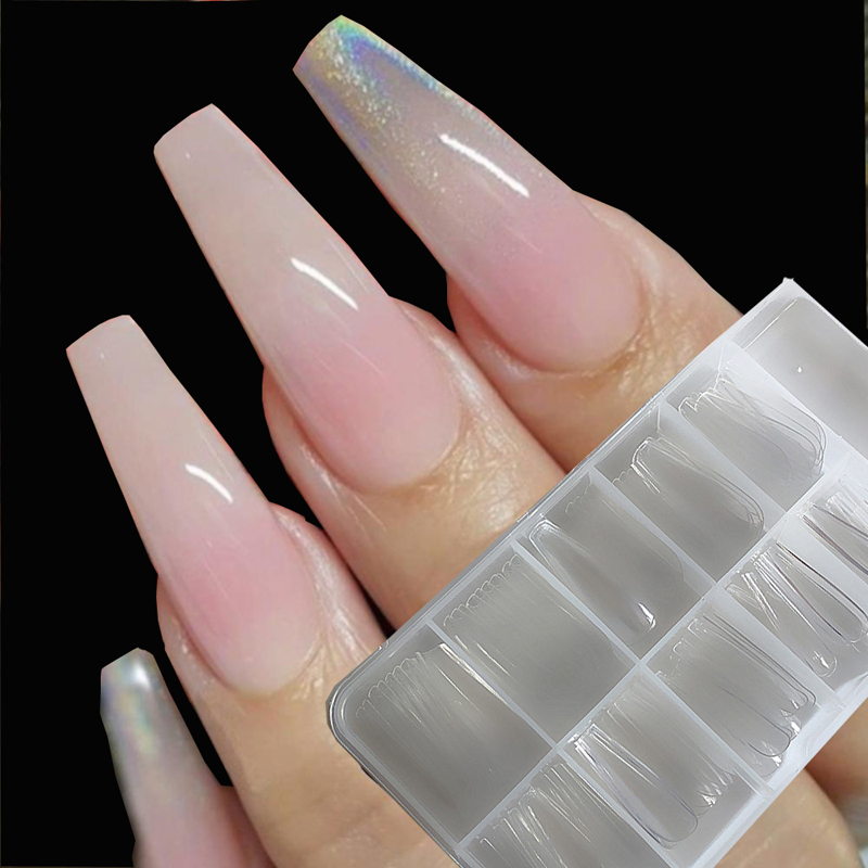 

100pcs/box Coffin Ballerina Nail Tips Long Stiletto Clear white False Nails Tips Professional Full Cover DIY Acrylic Fake Nails, Hs3507 natural