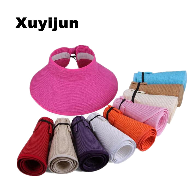 

2020 Summer Women's Foldable Wide Large Brim Beach Sun Hat Straw Beach Cap For Ladies Elegant Hats Girls Vacation Tour Hat