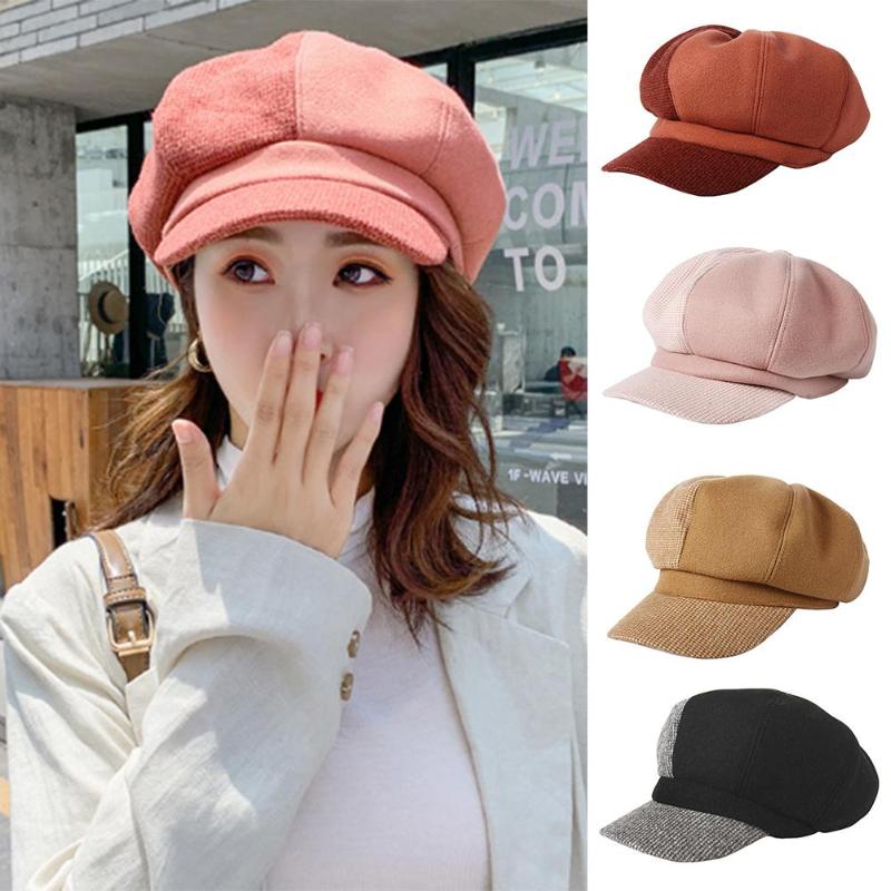 

Auutmn Winter Hats for Women Octagonal Newsboy Cap Ladies Casual Cotton Hat Winter Beret Women Painter Cap