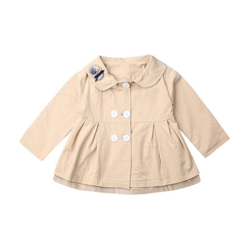 

Baby Girl Fashion Solid Long Sleeve Trench Coats 6M-4Y Kids Children Spring Fall Casual Cotton Jacket Outwear Streetwear, Khaki