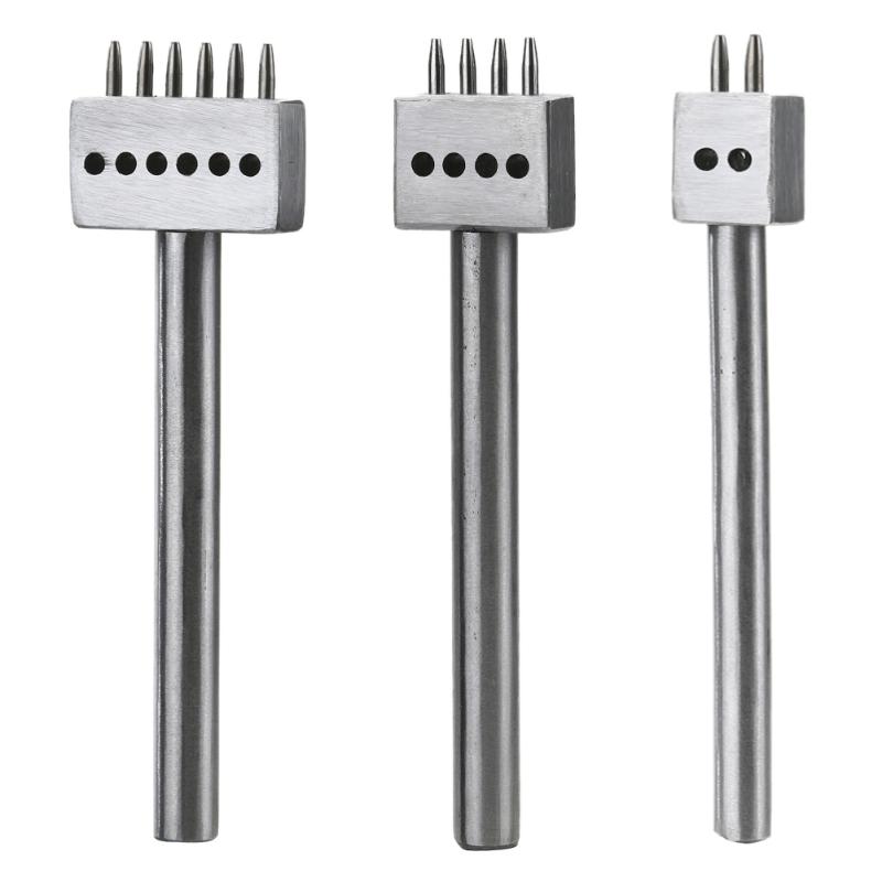 

4mm Round Leather Hole Punches Leather Tools Spacing Hole 1.0mm Round Row Punch Tools 2/4/6 Prong Tool