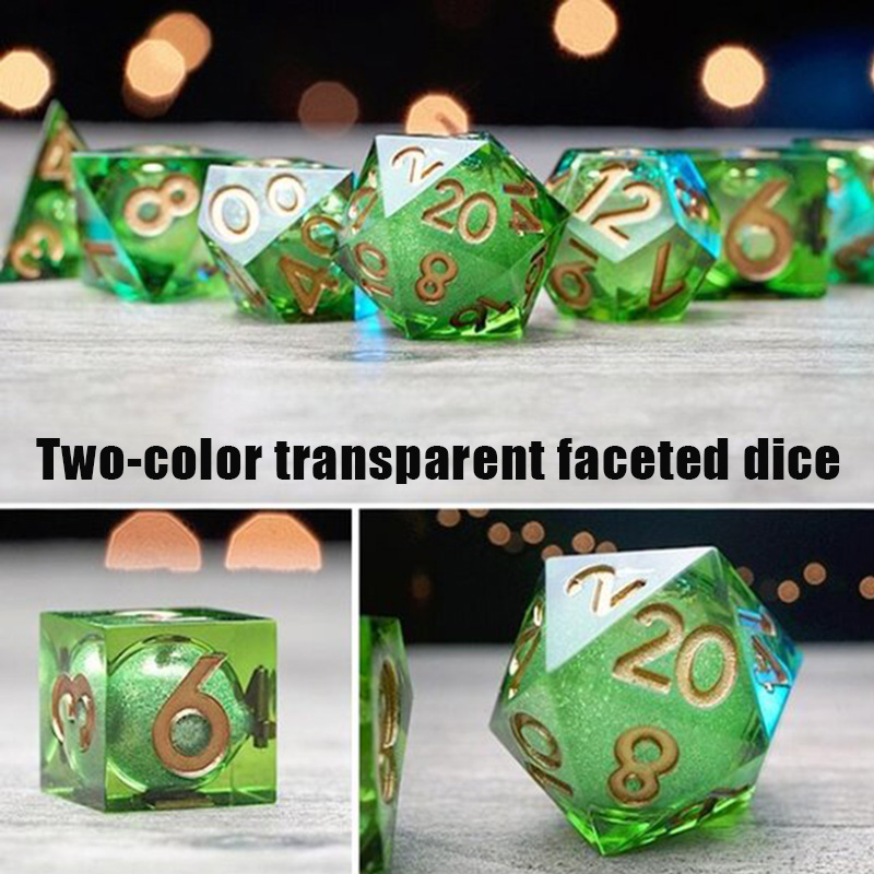 

Newly 7PCS/Set Two-color Multi-faceted Board Game Gem Dice Set Geometric Dice