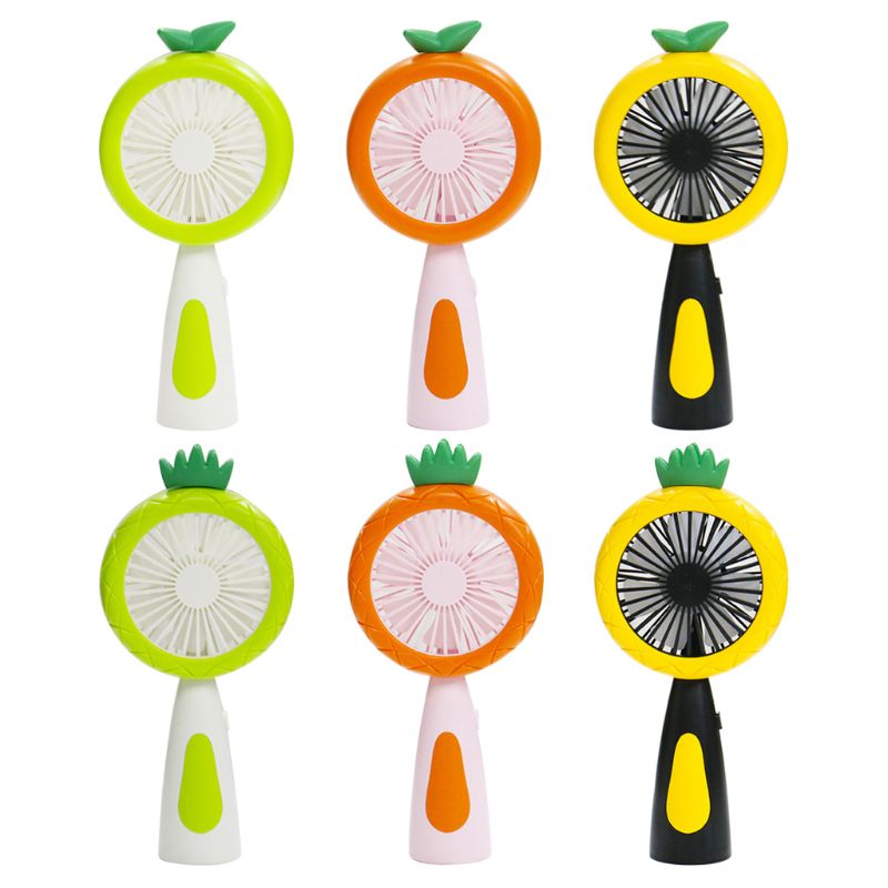 

Cartoon Fruit Handheld Desk USB Charging Mini Fan with LED Night Light 2 Speed U1JE