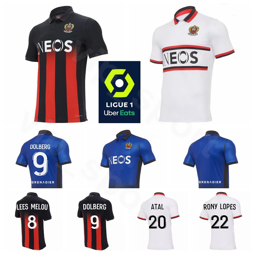 

2020 2021 OGC Nice Soccer 9 Kasper Dolberg Jersey 8 Pierre Lees-Melou 25 Wylan Cyprien 11 Amine Gouiri Football Shirt Kits Custom Name, Red