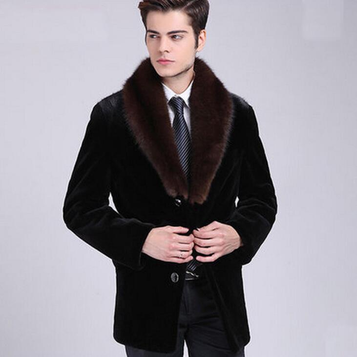 

Black faux mink fur leather jacket mens warm fur leather coat men loose jackets winter autumn thicken jaqueta de couro fashion m274