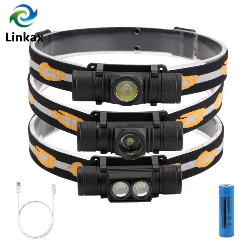 

Headlamps 2021 CREE XM L2 LED Headlight Headlamp USB Charging White Light Head Lamp 18650 Battery For Camping Hunting