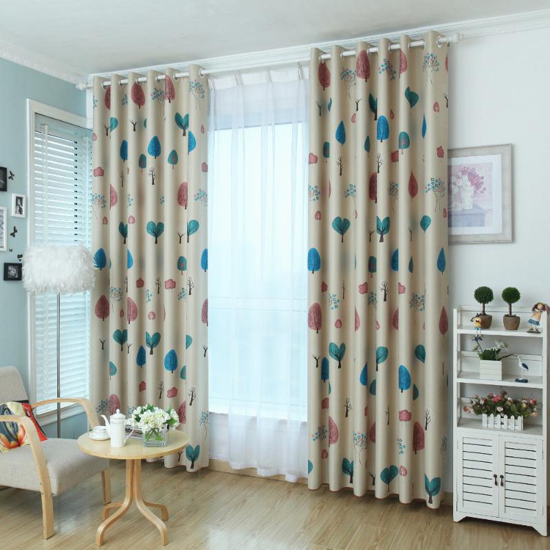 

Children Window Curtain Cartoon Print Shading Curtain Fabric Blackout Kids Curtains For Bedroom Living Room Rideau Enfant, Coffee tulle