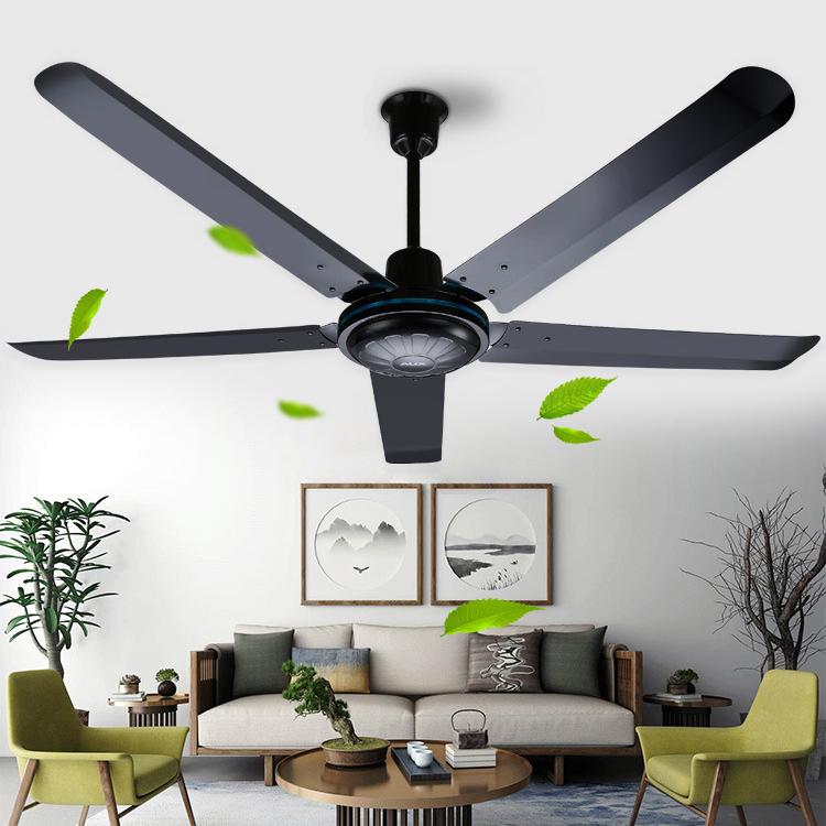 

Industrial large ceiling fan 56 inch black with remote control Fashion ceiling fan with five metal blade 100W