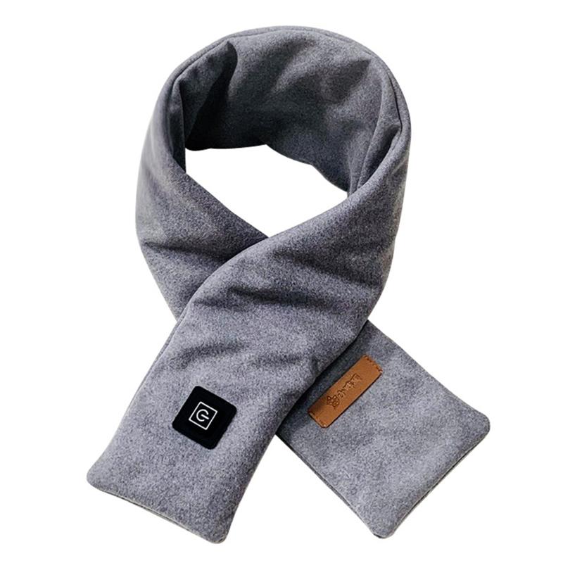 

USB Powered Hiking Portable Temperature Control Heated Scarf Waterproof Fast Heating Auto Shutdown Outdoor Sports Autumn Winter, Grey