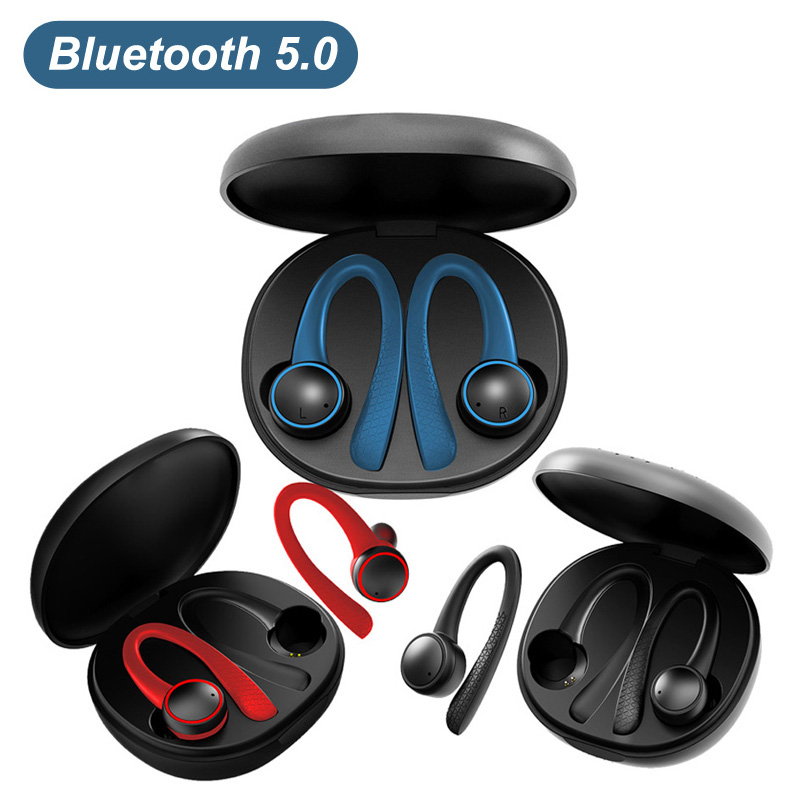 

2020 T7 Pro TWS 5.0 Wireless Bluetooth Earphone HiFi Stereo earhook headphones Sports Headset With Charging Box For All Smart Phone, Red