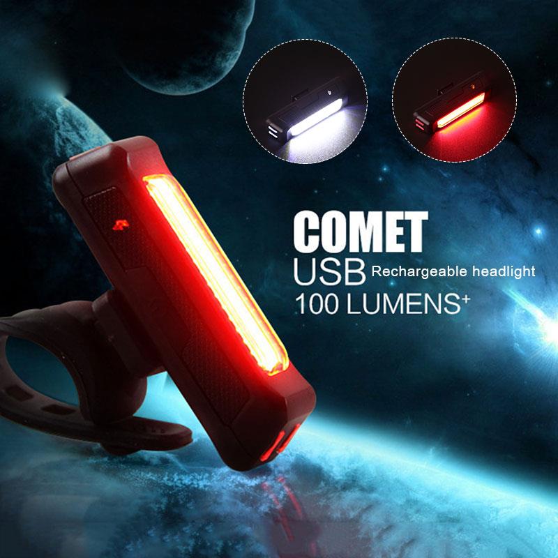 

Black 500MAH USB Tail Light LED Rear Tail Lamp Front Light COB Waterproof Bicycle Taillights