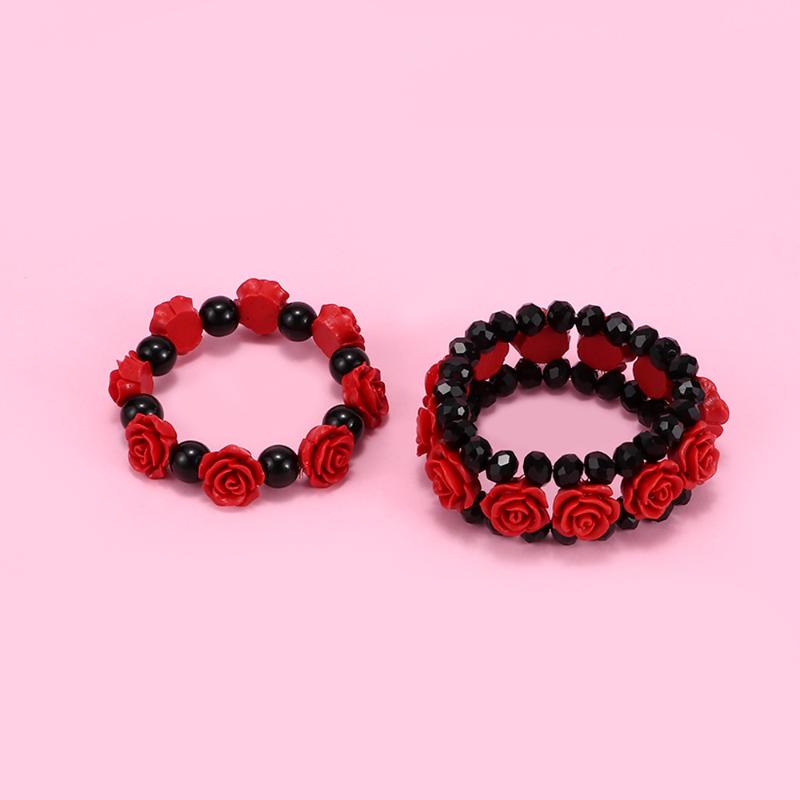 

1 Pcs Woman Charm Beaded Bracelet Creative Fashion Jewelry Accessories Red Rose Bangles Brautiful Vintage Style Bracelets