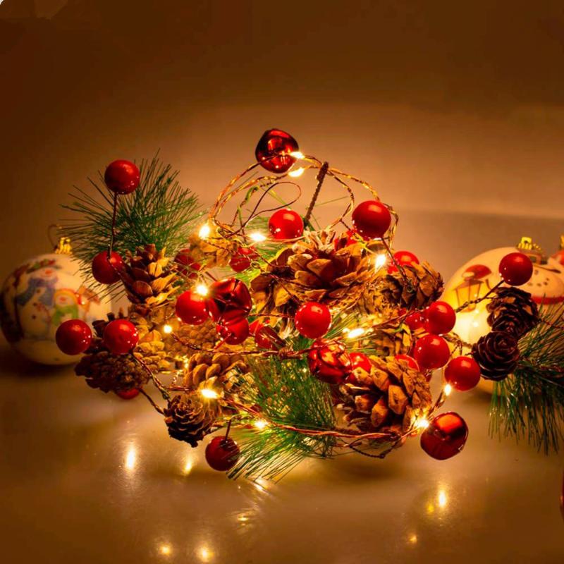 

Xmax Ornament Gift Red Pearl Pine Cone String Light LED Christmas Decororation For Home Pendant Christmas Tree Decor QW245