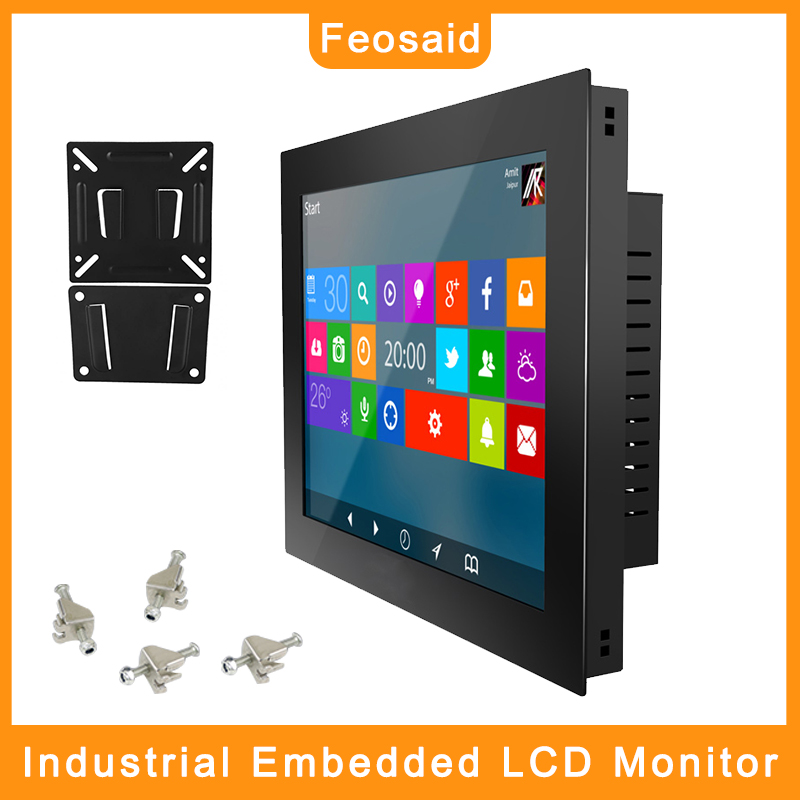 

Feosaid 10.4" 12" 15" 17 inch Embedded industrial Computer monitor Factory production monitoring monitors VGA DVI input for pc