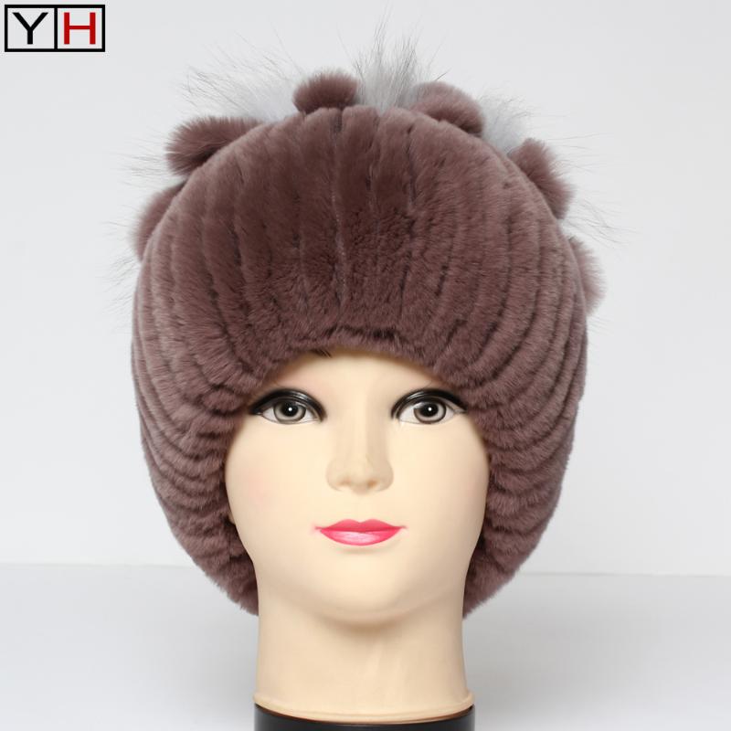 

2020 New Women 100% Natural Fur Warm Hats Lady Genuine Real Rex Fur Cap Good Elastic Soft Rex Beanies Hat, Color 19