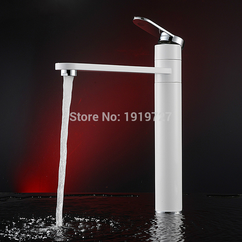 

Vidric 100% Solid Brass 360 Dergee Swivel Newly White&Chrome Style Bathroom Vanity Vessel Sink Mixer Tap Cold And Hot Water Fauc