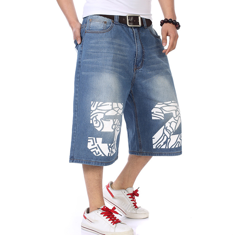 

Moto & Biker Style Denim Short Jeans Men 2020 Summer HIP HOP Harlan Straight Loose man Jeans Plus size 30-42 44 44, 022-1 usa size