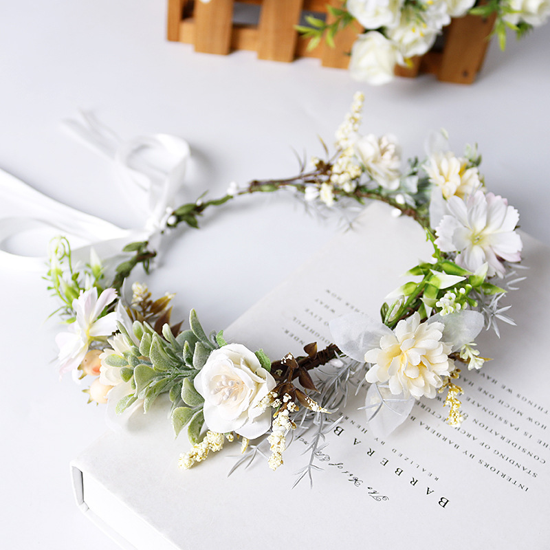 

1pcs Bride To Be Flower Hairband Wreath Baby Shower Bachelorette Party Hawaii Beach Party Garland Wedding Decoration Mariage