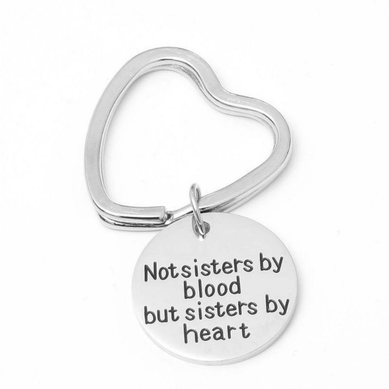 

Lettering Key Chains Engraved Not Sisters By Blood But Sisters By Heart Keyring Best Friend Sister Gift Jewelry for Women Girls