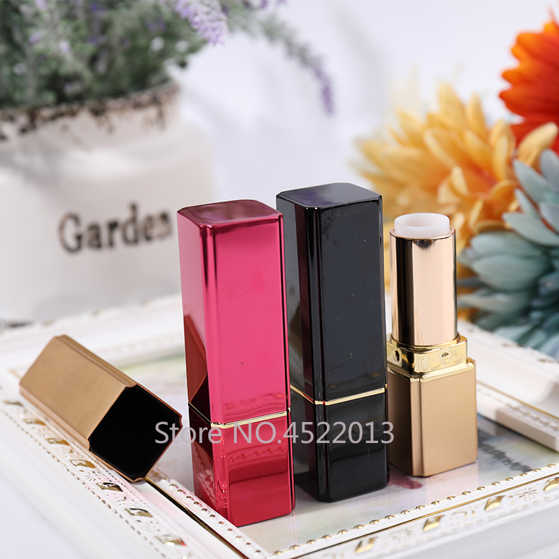 

12.1mm Empty Cosmetic Aluminum Metal Red/Black/Gold Lipstick Tube,Beauty Makeup Lip Refillable Bottle, Lip Rouge Container