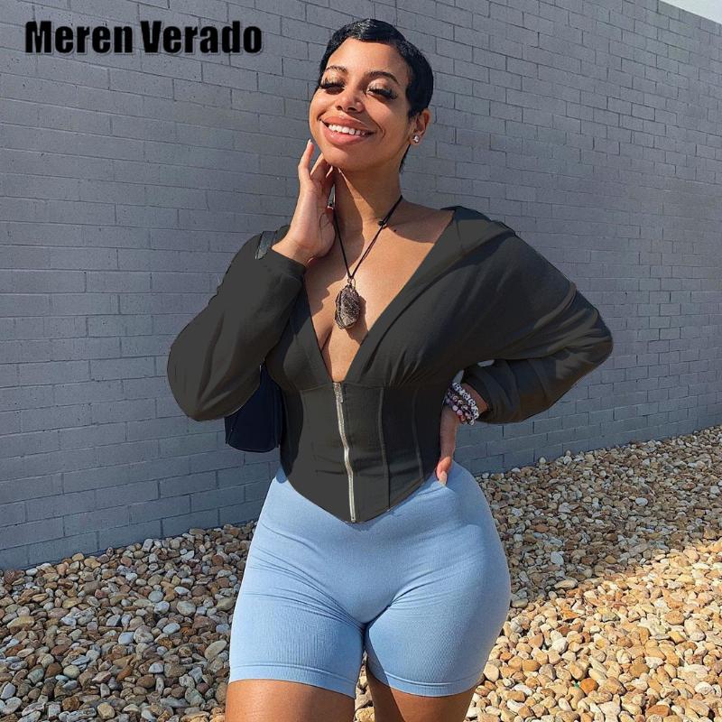 

Meren Verado Vintage Women Zipper Up Hooded Batwing Sleeve High Waist Sweatshirt Active Streetwear Long Sleeve Autumn Hoodies, Black