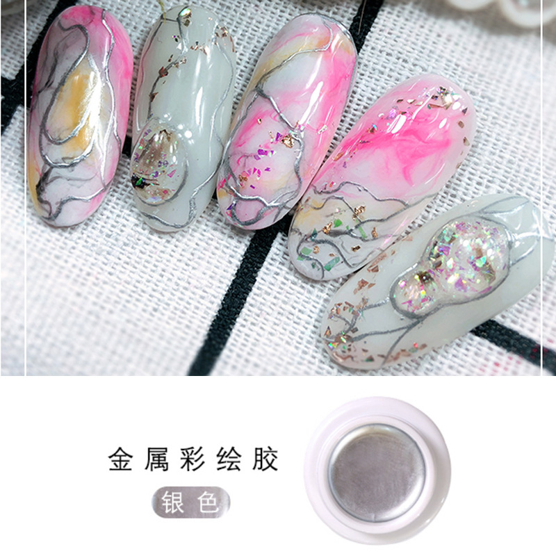 

Nail Art Deco Metallic Painted Glue Therapy Thread Glue Mirror Metal Nail Polish Painted Brushed 6 Colors